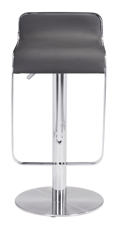 Modern Brown Faux Leather and Chrome Adjustable Pedestal Barstool