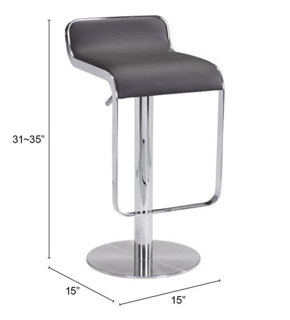 Modern Brown Faux Leather and Chrome Adjustable Pedestal Barstool