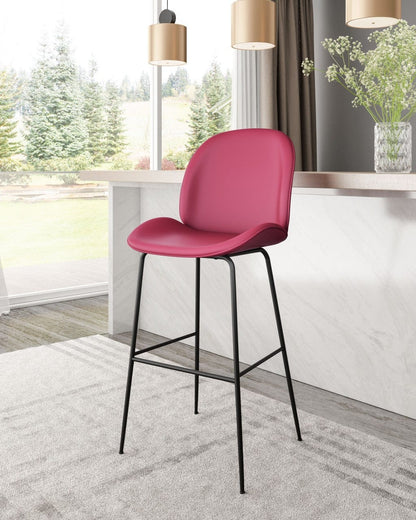 Contempo Red Velvet Bar Height Chair