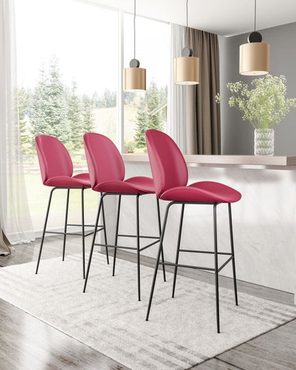 Contempo Red Velvet Bar Height Chair