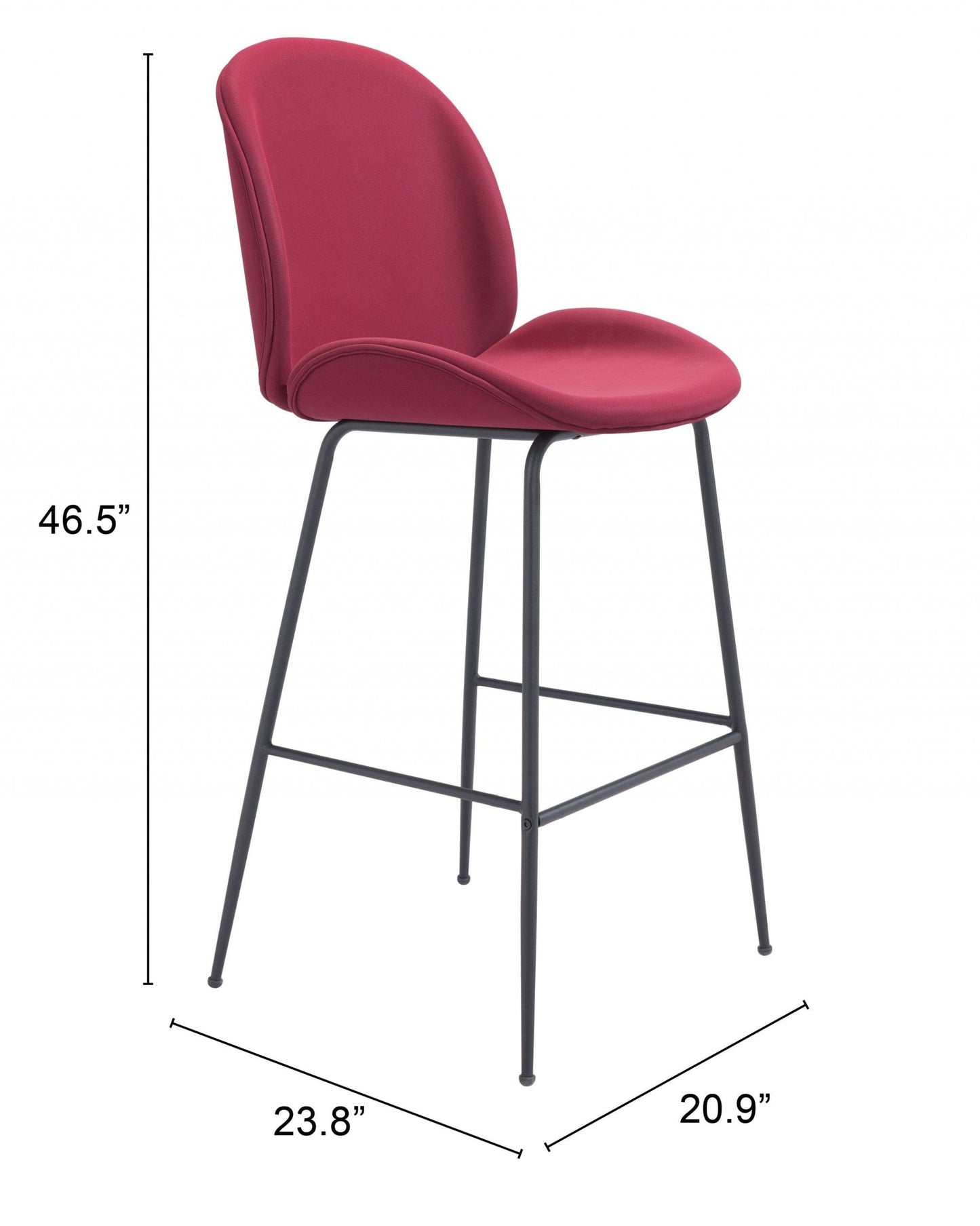 Contempo Red Velvet Bar Height Chair