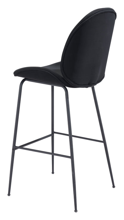 Contempo Black Velvet Bar Height Chair