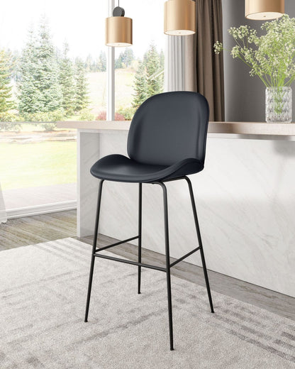 Contempo Black Velvet Bar Height Chair