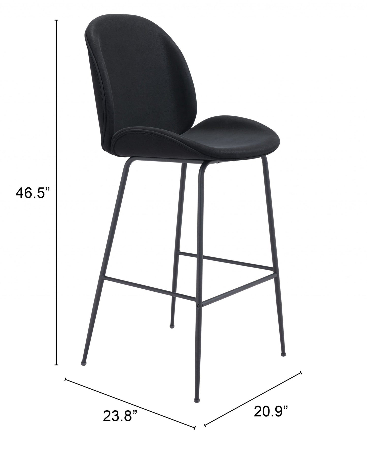 Contempo Black Velvet Bar Height Chair