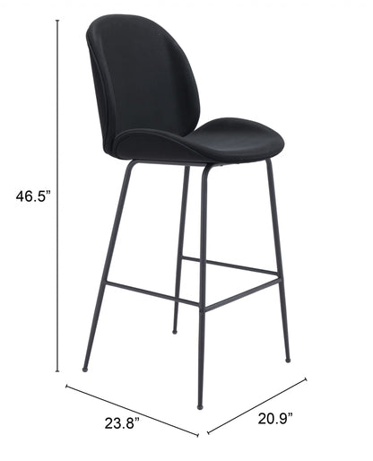 Contempo Black Velvet Bar Height Chair