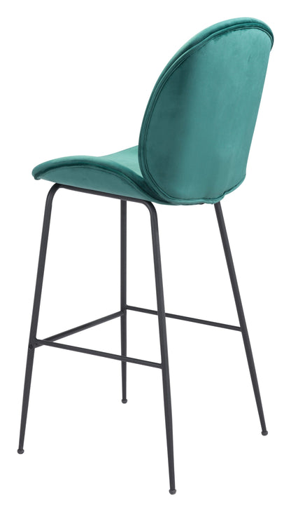 Contempo Emerald Green Velvet Bar Height Chair