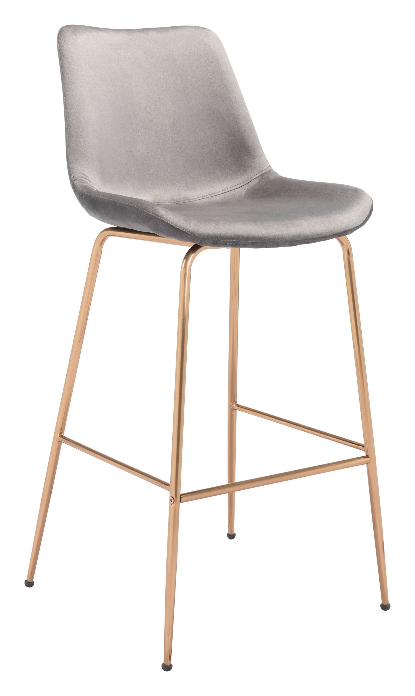 43" Gray Copper Steel Low Back Bar Height Chair With Footrest
