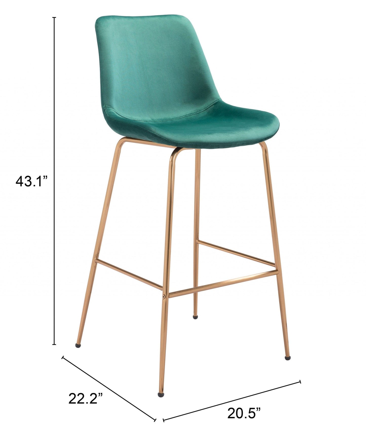 43" Green Steel Low Back Chair With Footrest