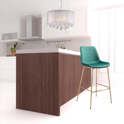 43" Green Steel Low Back Chair With Footrest