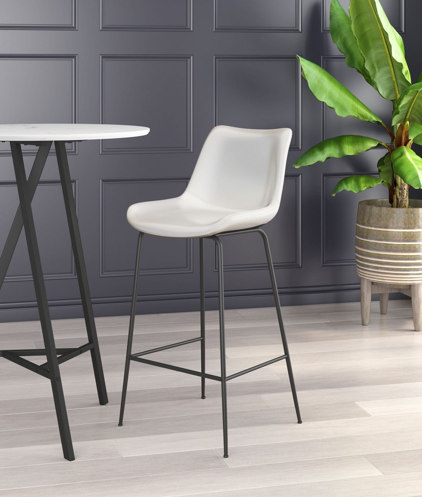White and Black Top Shelf Modern Rugged Bar Chair