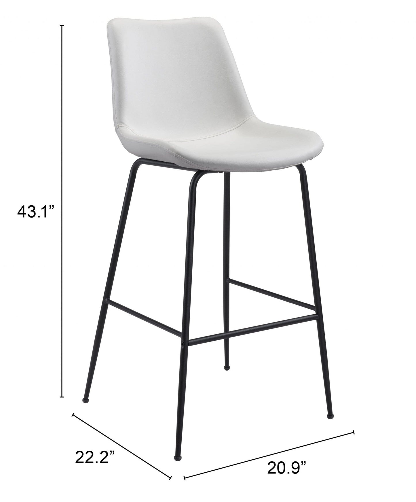 White and Black Top Shelf Modern Rugged Bar Chair