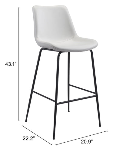 White and Black Top Shelf Modern Rugged Bar Chair