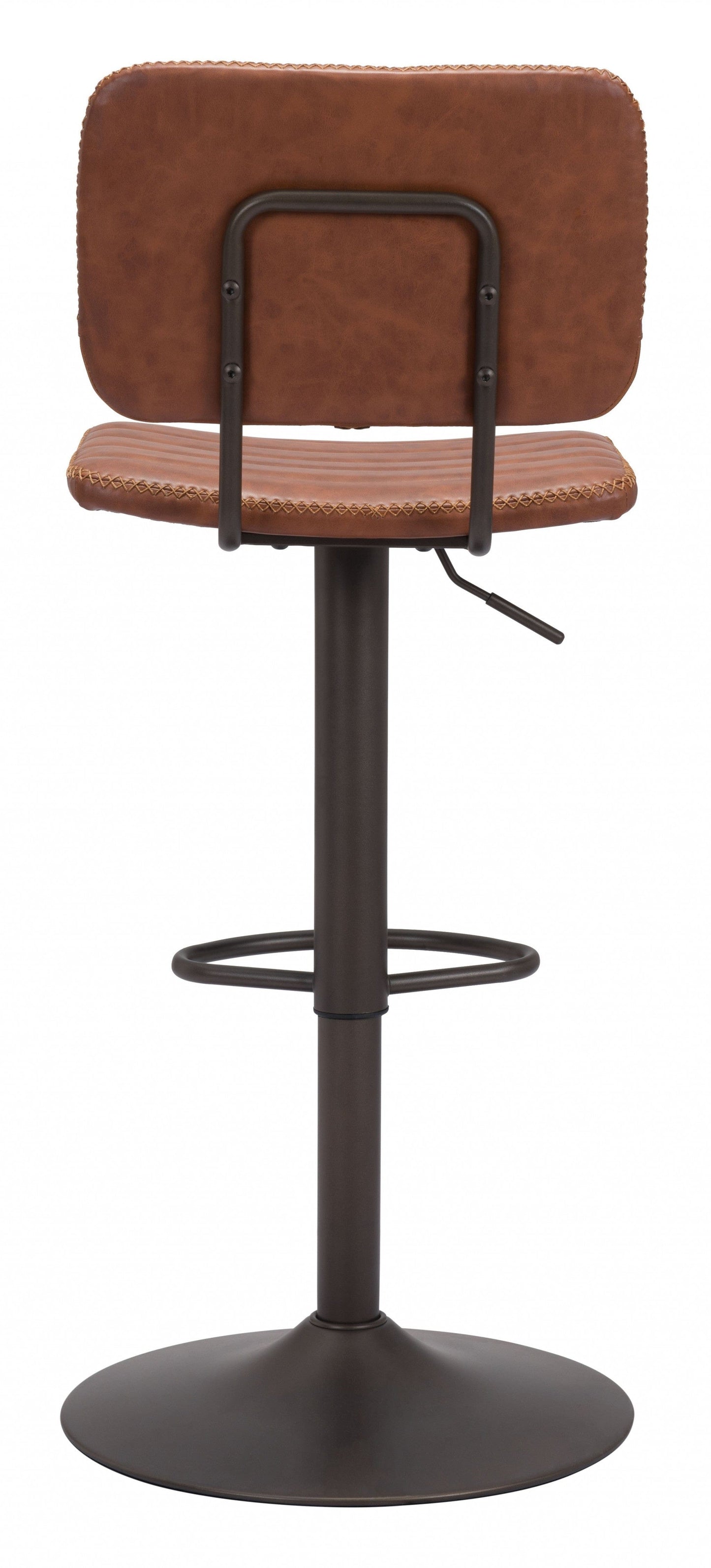 Modern Vintage Look Brown Faux Leather Adjustable Bar Chair