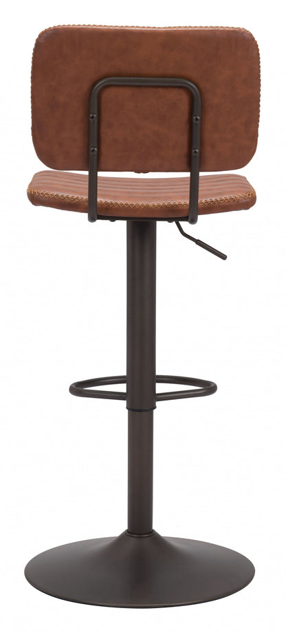 Modern Vintage Look Brown Faux Leather Adjustable Bar Chair
