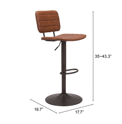 Modern Vintage Look Brown Faux Leather Adjustable Bar Chair