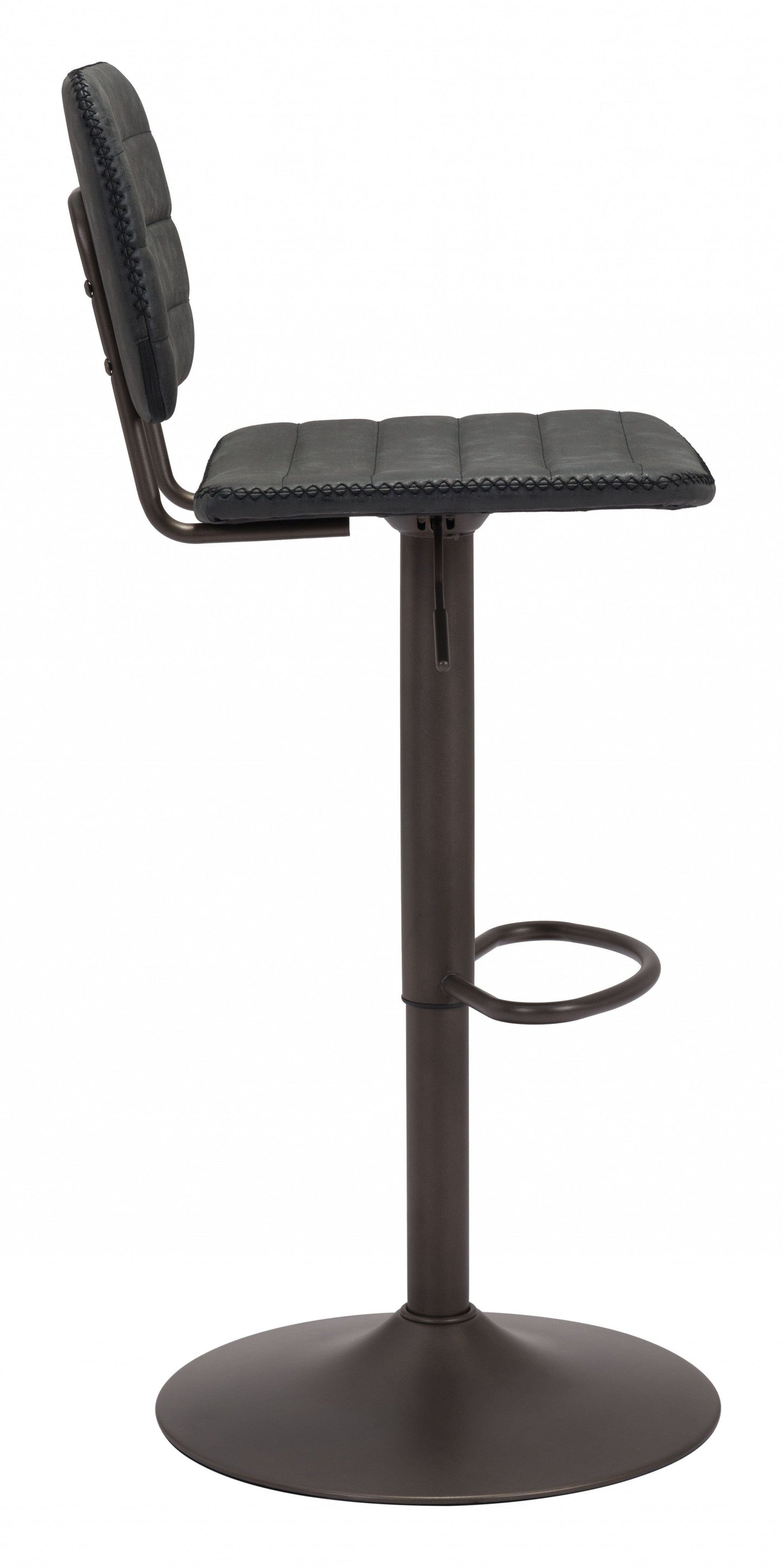 Modern Vintage Look Black Faux Leather Adjustable Bar Chair