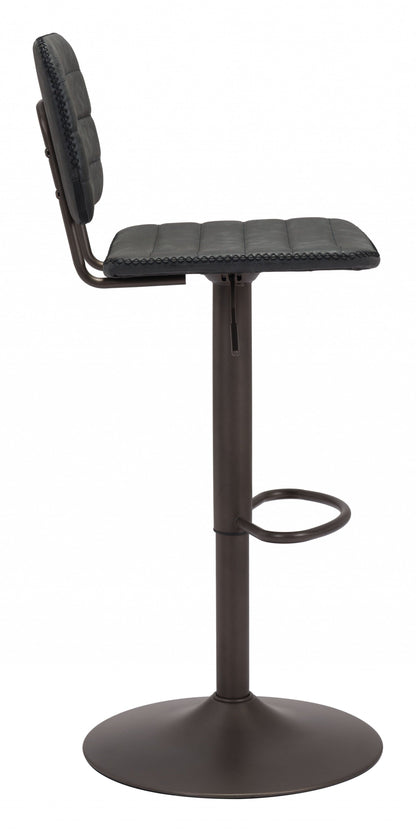 Modern Vintage Look Black Faux Leather Adjustable Bar Chair