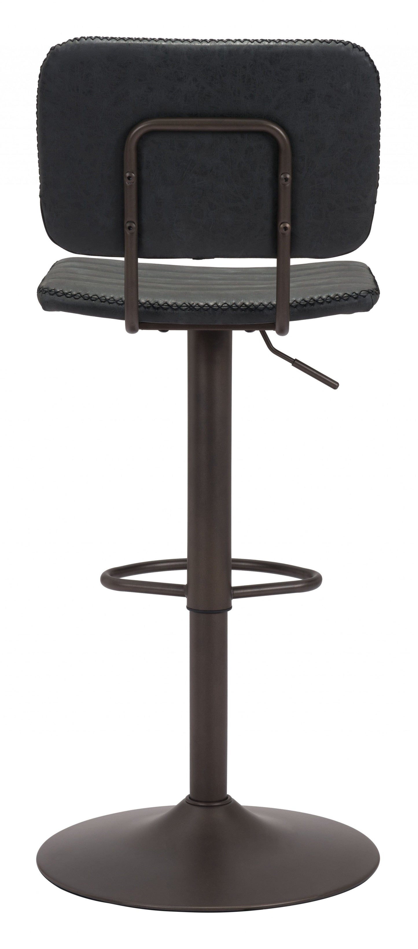 Modern Vintage Look Black Faux Leather Adjustable Bar Chair