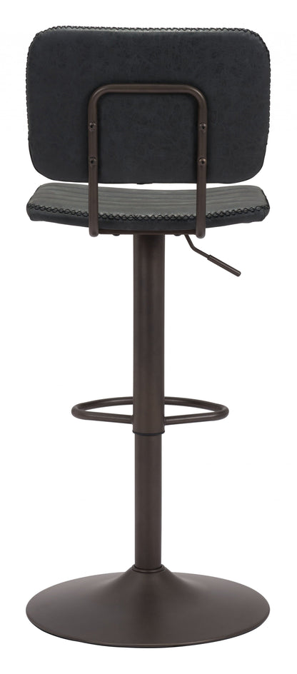 Modern Vintage Look Black Faux Leather Adjustable Bar Chair