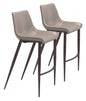 Gray Faux Leather and Dark Brown Steel Modern Stitch Bucket Bar Chairs