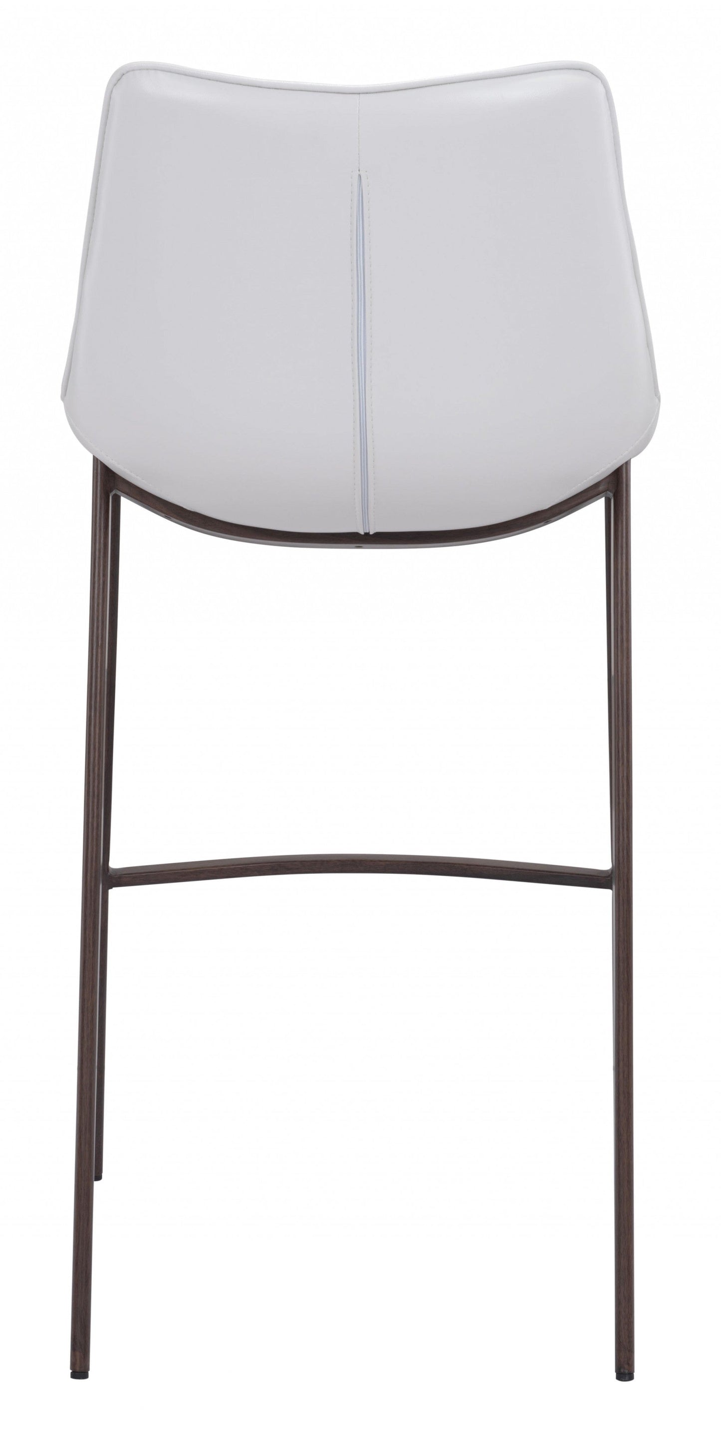 Gray Faux Leather and White Steel Modern Stitch Bucket Bar Chairs