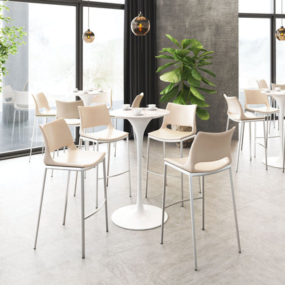 Set of Two Pink Faux Leather and Silver Mod Ergo Bar Chairs