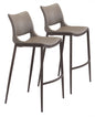 Set of Two Gray Faux Leather and Espresso Mod Ergo Bar Chairs