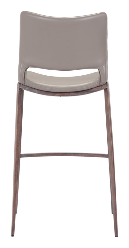 Set of Two Gray Faux Leather and Espresso Mod Ergo Bar Chairs