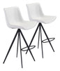 Set of Two White and Black Faux Leather Triangle Base Bar Chairs