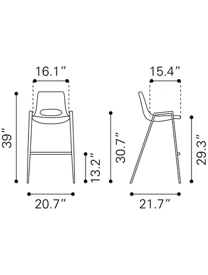 Set of Two Black Retro Modern Funk Bar Chairs