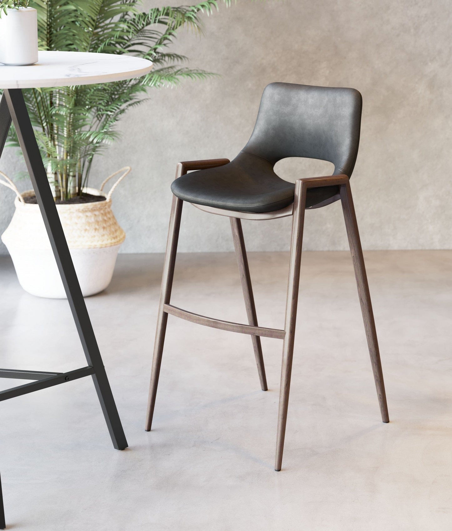 Set of Two Black Retro Modern Funk Bar Chairs
