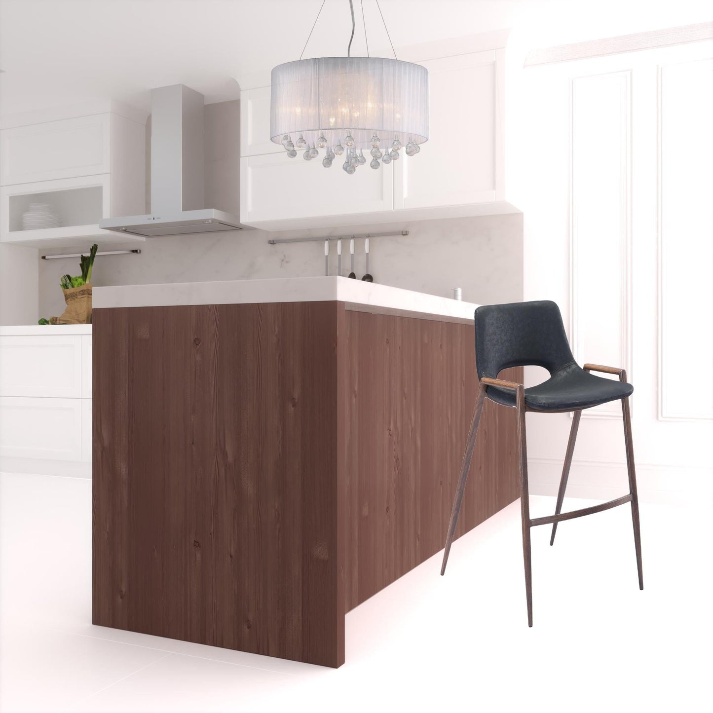 Set of Two Black Retro Modern Funk Bar Chairs