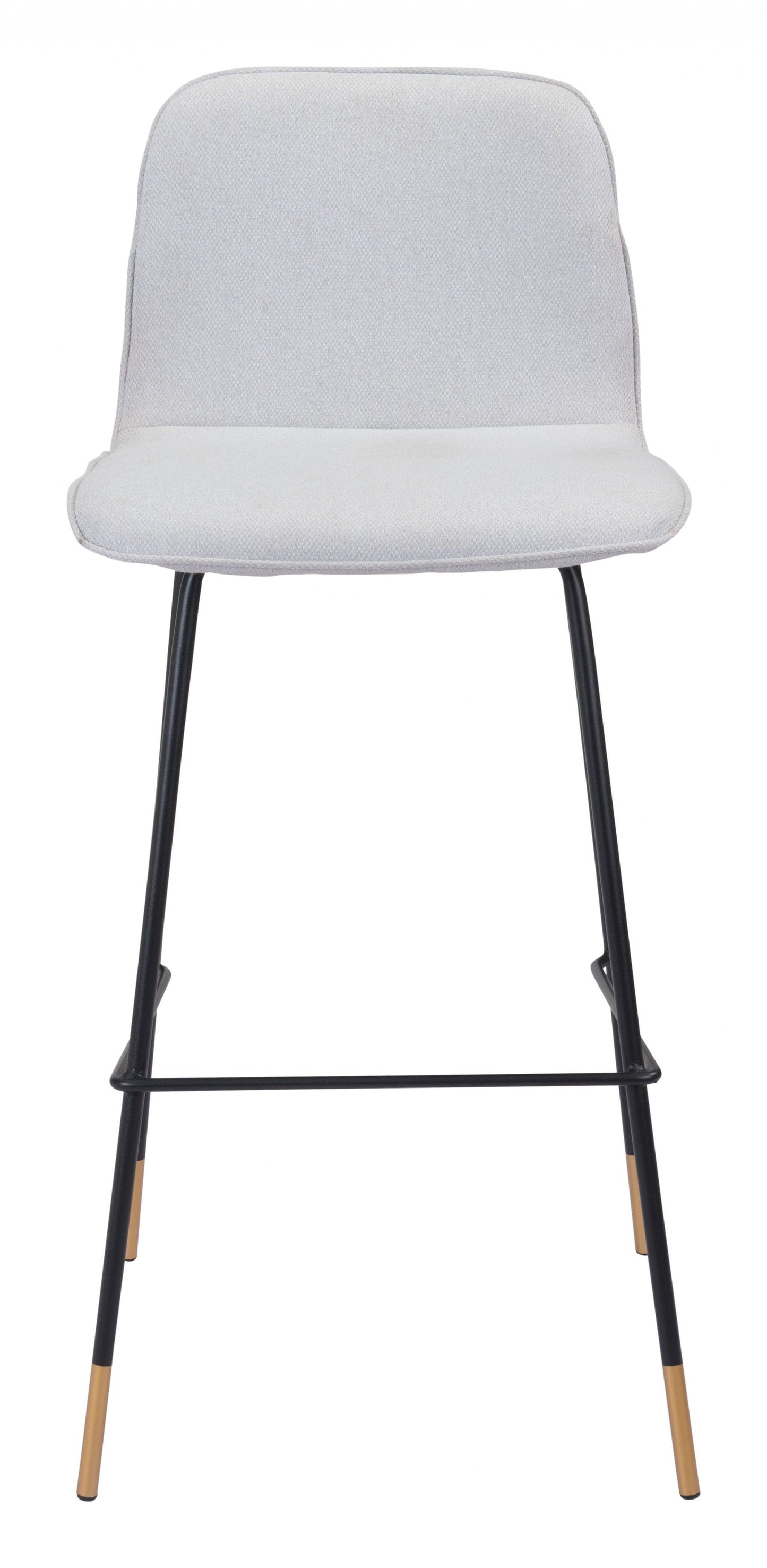 40" Light Gray Upholstered and Black Bar Height Chair With Footrest