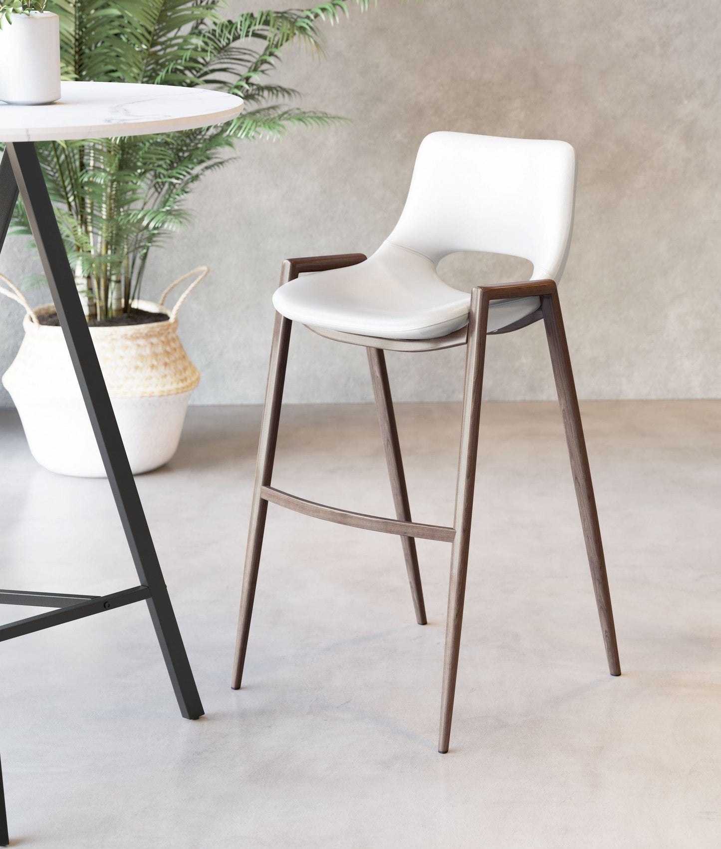 Set of Two White Retro Modern Funk Bar Chairs