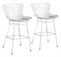 Set Of Two 40" Chrome Contemporary  Wire Bar Chairs With Footrest