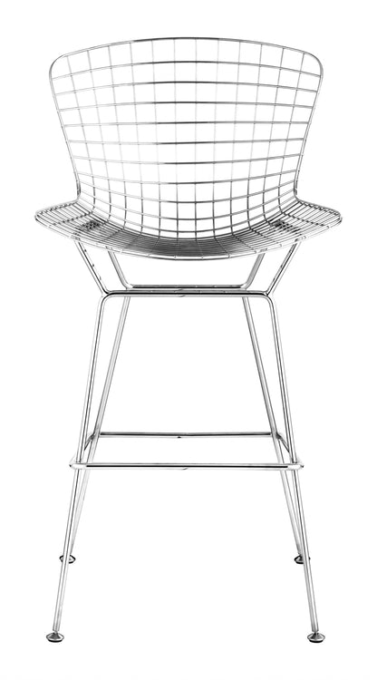 Set Of Two 40" Chrome Contemporary  Wire Bar Chairs With Footrest