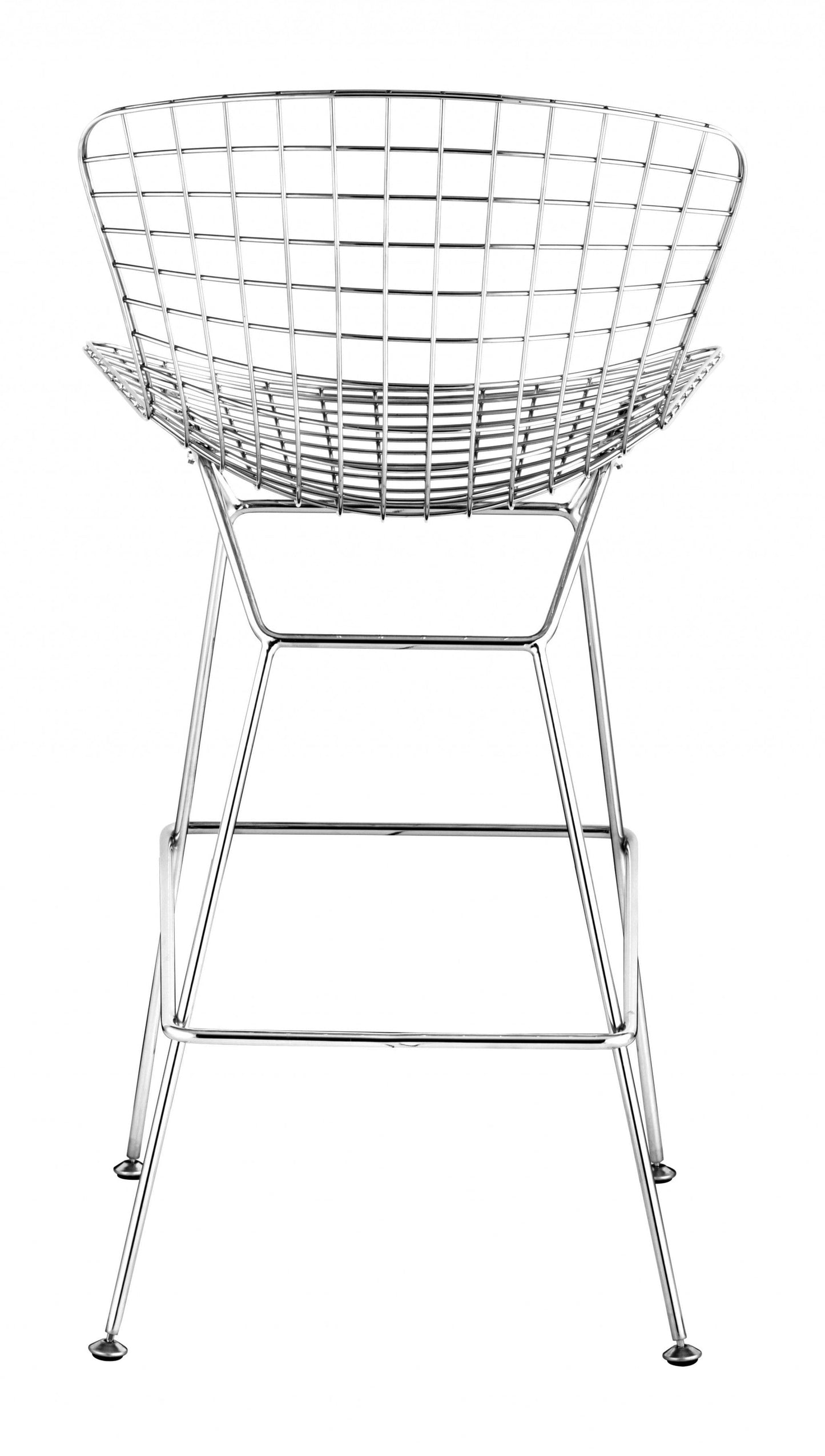 Set Of Two 40" Chrome Contemporary  Wire Bar Chairs With Footrest