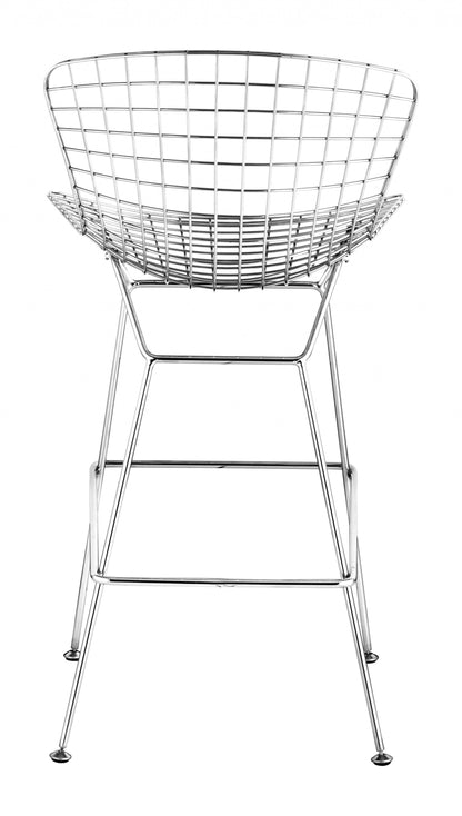 Set Of Two 40" Chrome Contemporary  Wire Bar Chairs With Footrest