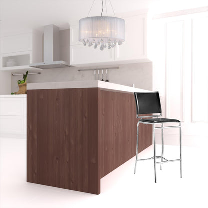 Set Of Two 38" Black Steel Low Back Chairs With Footrest