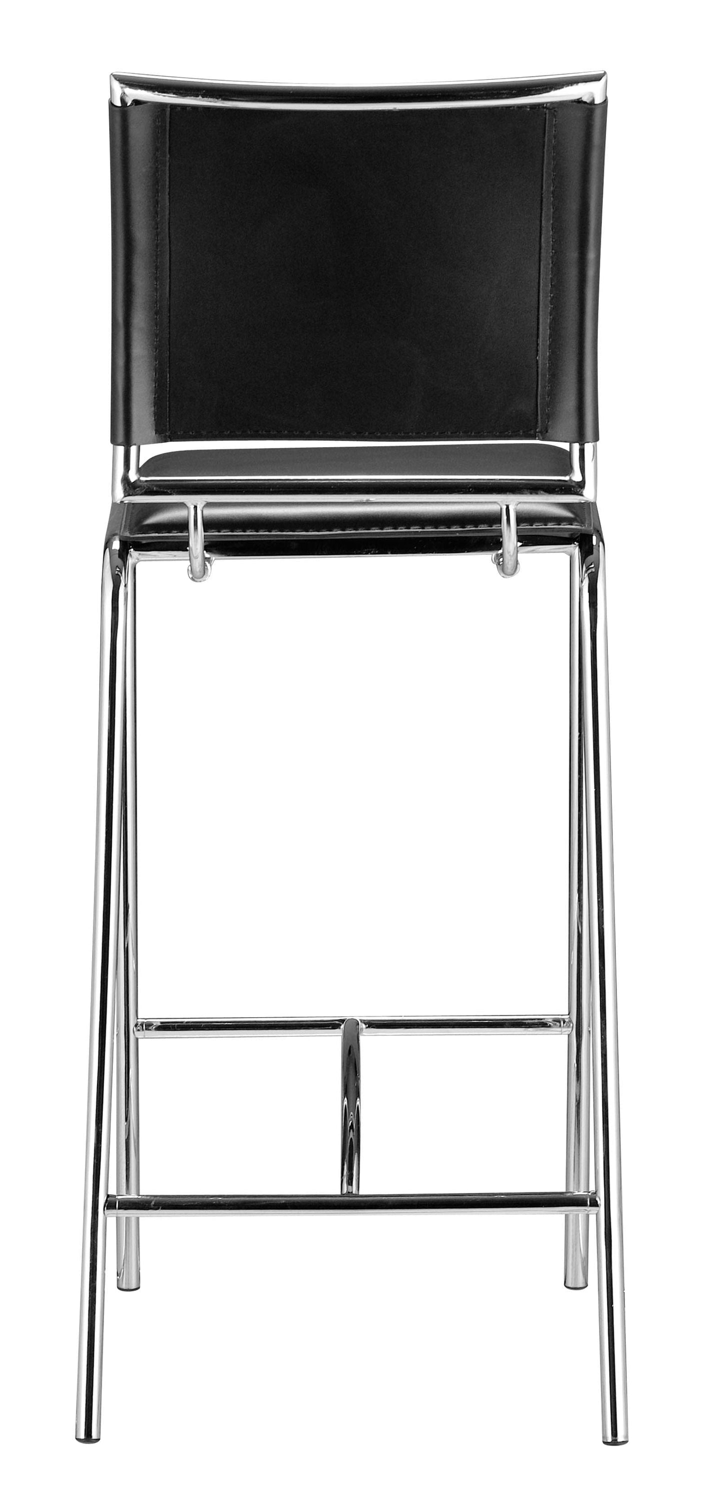 Set Of Two 38" Black Steel Low Back Chairs With Footrest