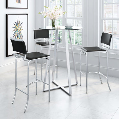 Set Of Two 38" Black Steel Low Back Chairs With Footrest