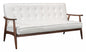69" White Button Tufted Faux Leather And Brown Standard Sofa