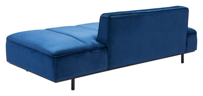 79" Blue Velvet And Black Metal Modular Sofa