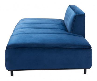79" Blue Velvet And Black Metal Modular Sofa