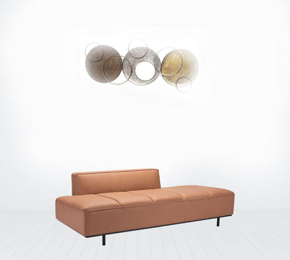 79" Camel Brown Faux Leather And Black Modular Sofa