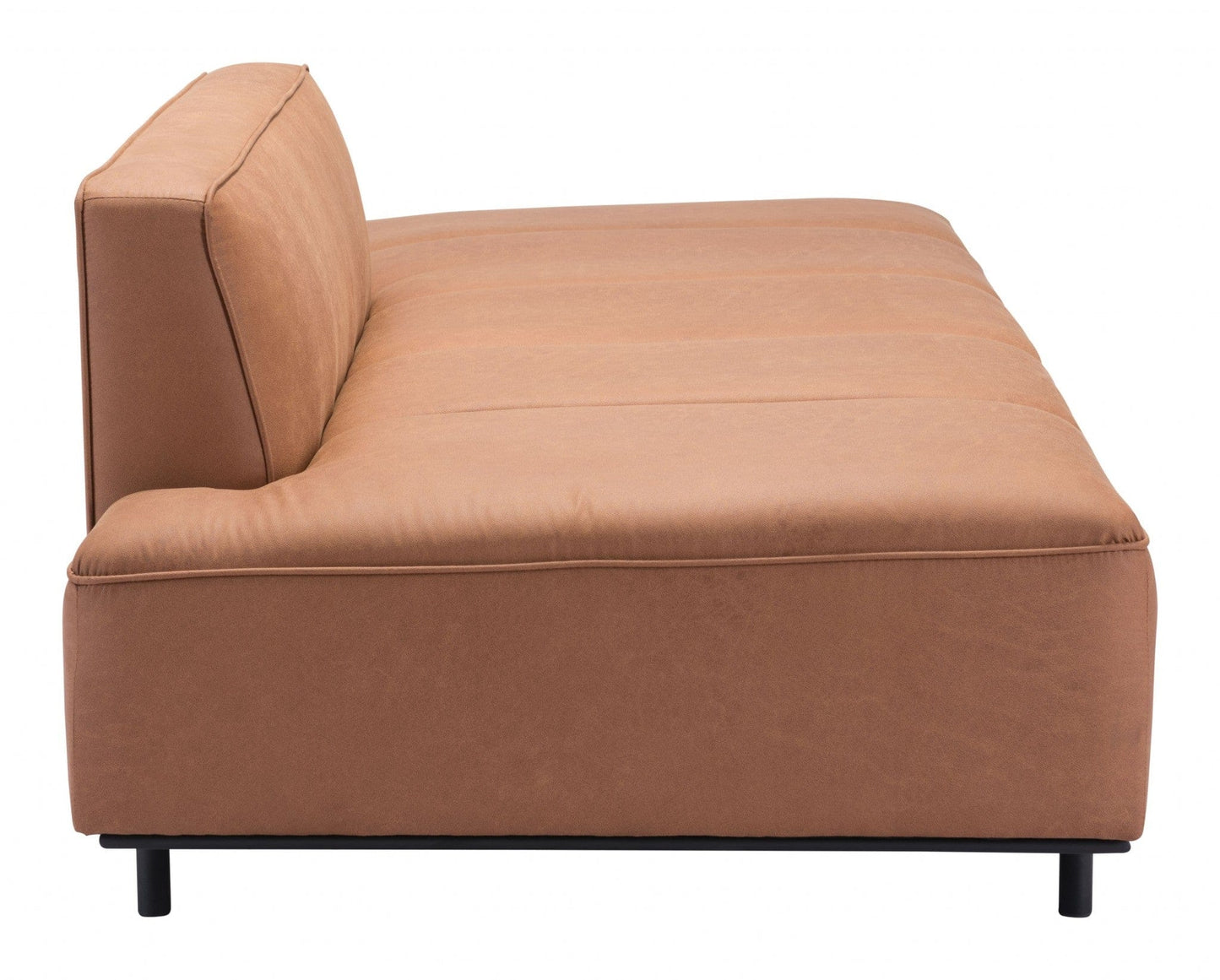 79" Camel Brown Faux Leather And Black Modular Sofa