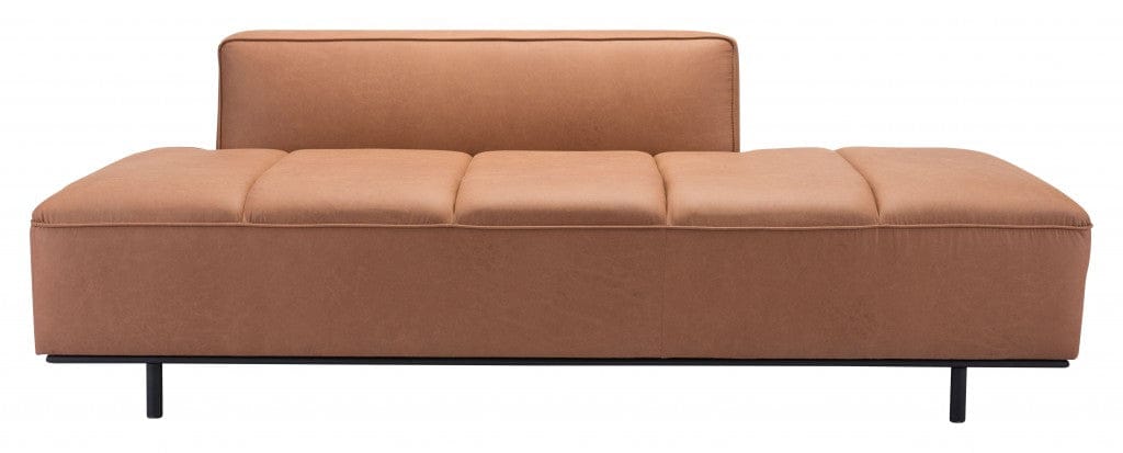 79" Camel Brown Faux Leather And Black Modular Sofa