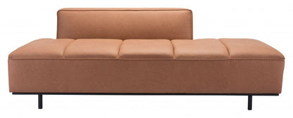 79" Camel Brown Faux Leather And Black Modular Sofa