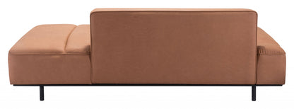 79" Camel Brown Faux Leather And Black Modular Sofa