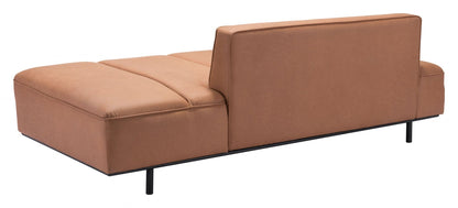 79" Camel Brown Faux Leather And Black Modular Sofa